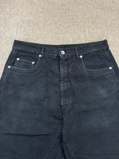 FW24 Rick Owens DRKSHDW Black Cotton Moleskin Geth Cut Jeans