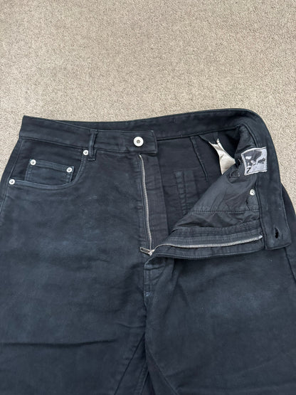 FW24 Rick Owens DRKSHDW Black Cotton Moleskin Geth Cut Jeans