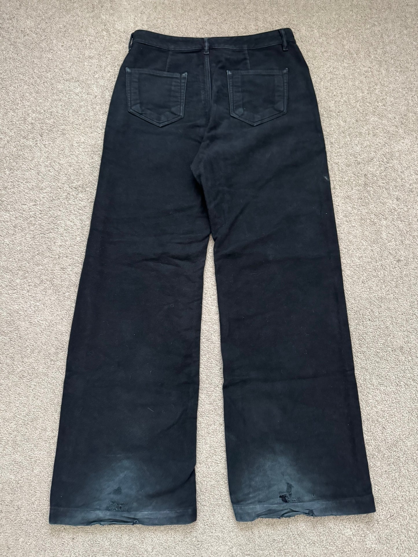FW24 Rick Owens DRKSHDW Black Cotton Moleskin Geth Cut Jeans