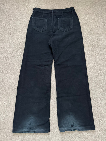 FW24 Rick Owens DRKSHDW Black Cotton Moleskin Geth Cut Jeans