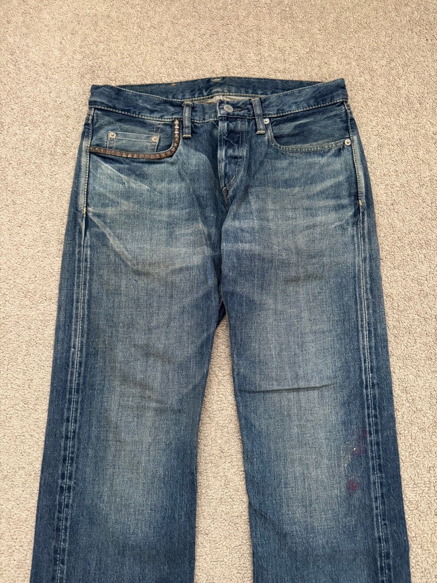 Hysteric Glamour Distressed Studded Painted Denim Jeans