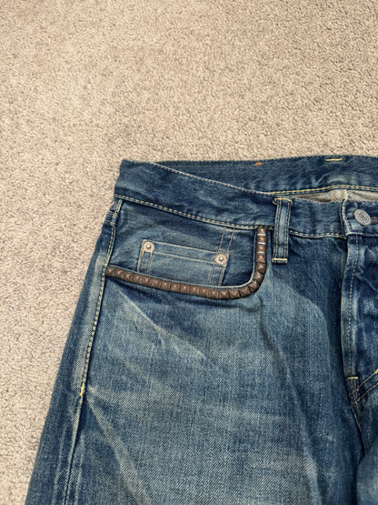 Hysteric Glamour Distressed Studded Painted Denim Jeans