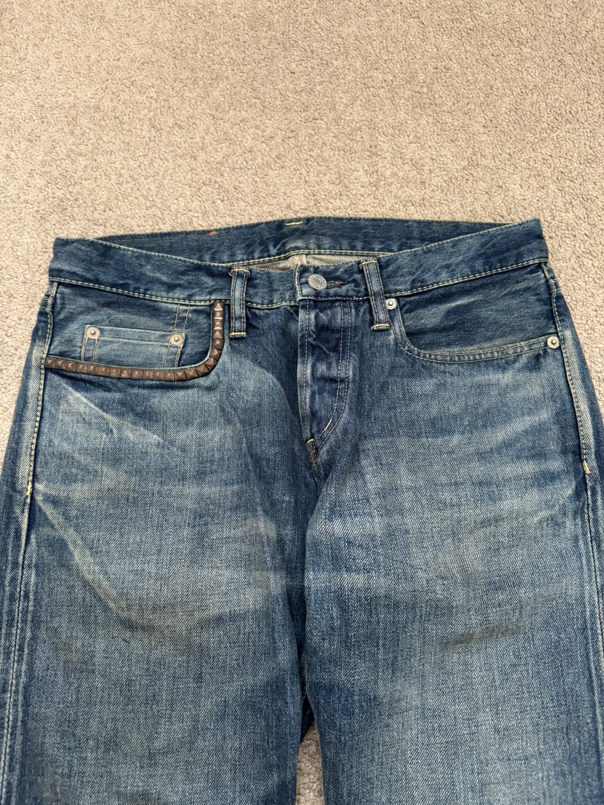 Hysteric Glamour Distressed Studded Painted Denim Jeans