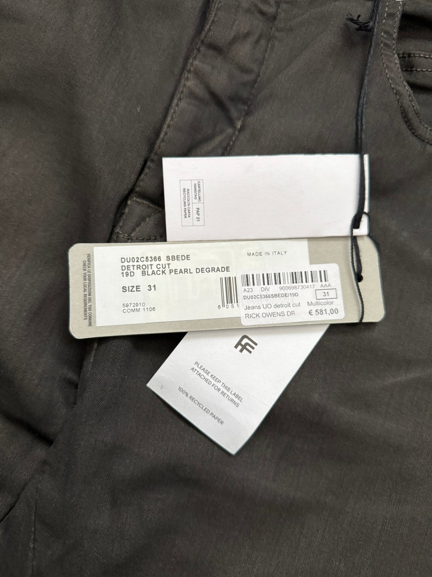 FW23 Rick Owens DRKSHDW Pearl Degrade Detroit Cut Denim Jeans