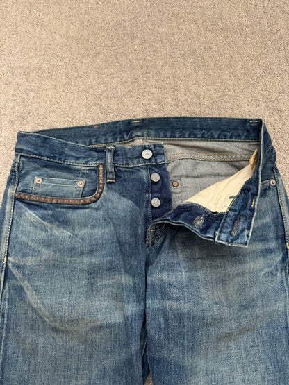Hysteric Glamour Distressed Studded Painted Denim Jeans