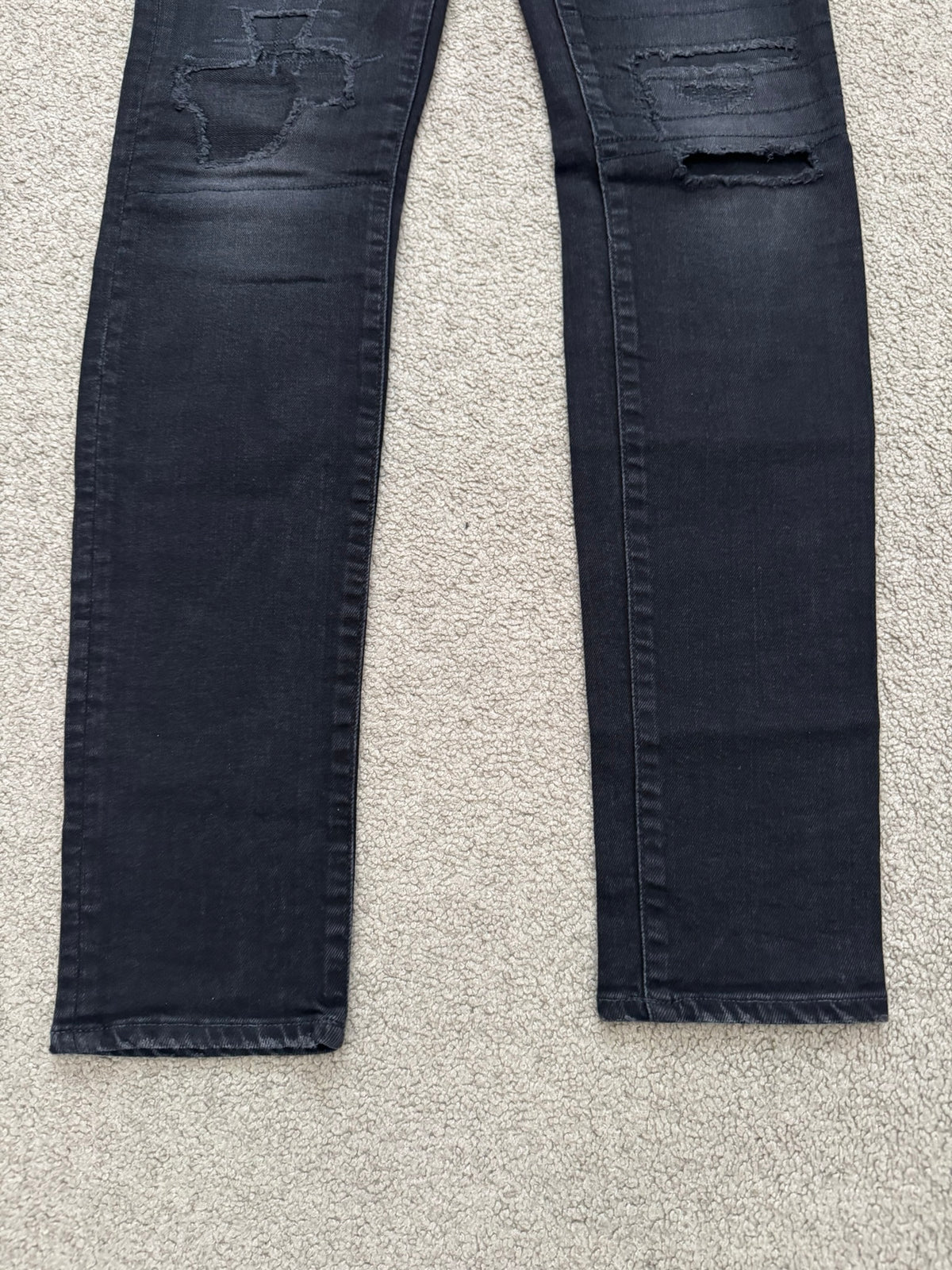 Hysteric Glamour Distressed Patch Studded Black Denim Jeans
