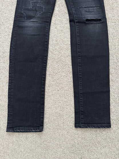 Hysteric Glamour Distressed Patch Studded Black Denim Jeans