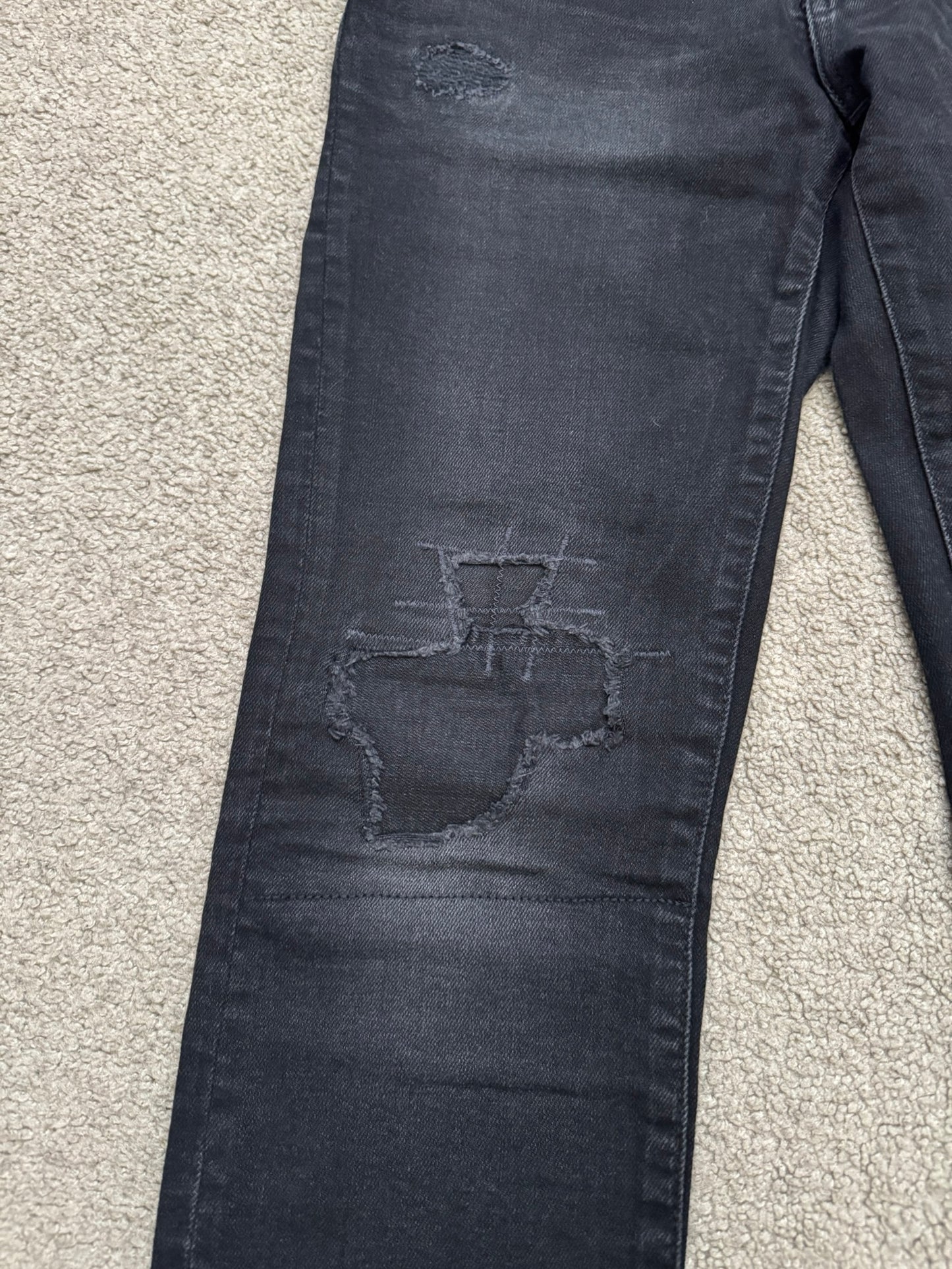 Hysteric Glamour Distressed Patch Studded Black Denim Jeans