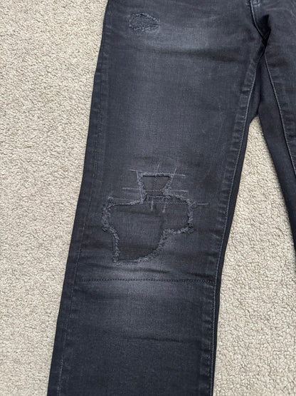 Hysteric Glamour Distressed Patch Studded Black Denim Jeans