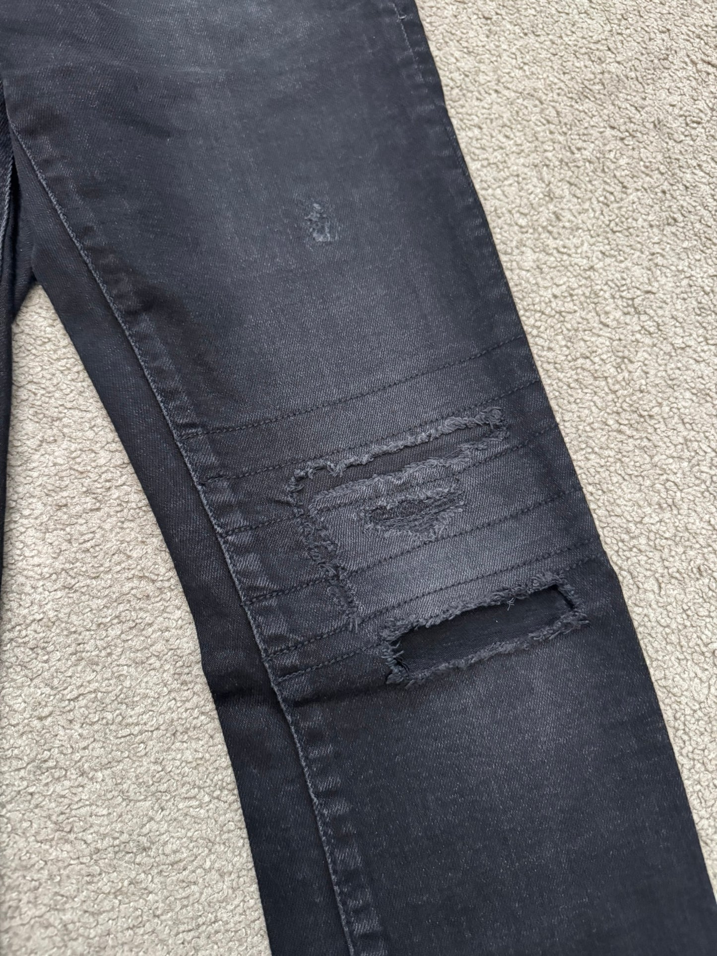Hysteric Glamour Distressed Patch Studded Black Denim Jeans