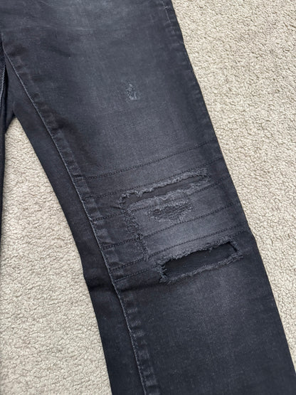 Hysteric Glamour Distressed Patch Studded Black Denim Jeans