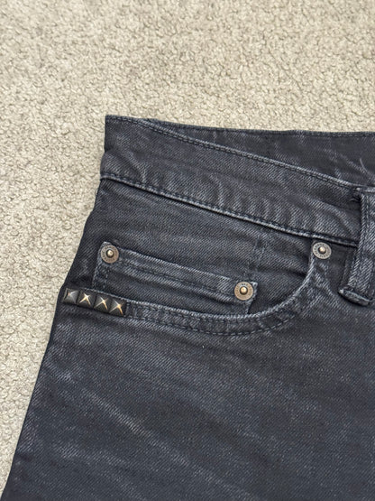 Hysteric Glamour Distressed Patch Studded Black Denim Jeans