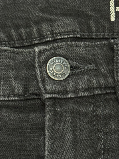 Hysteric Glamour Distressed Patch Studded Black Denim Jeans