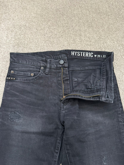 Hysteric Glamour Distressed Patch Studded Black Denim Jeans