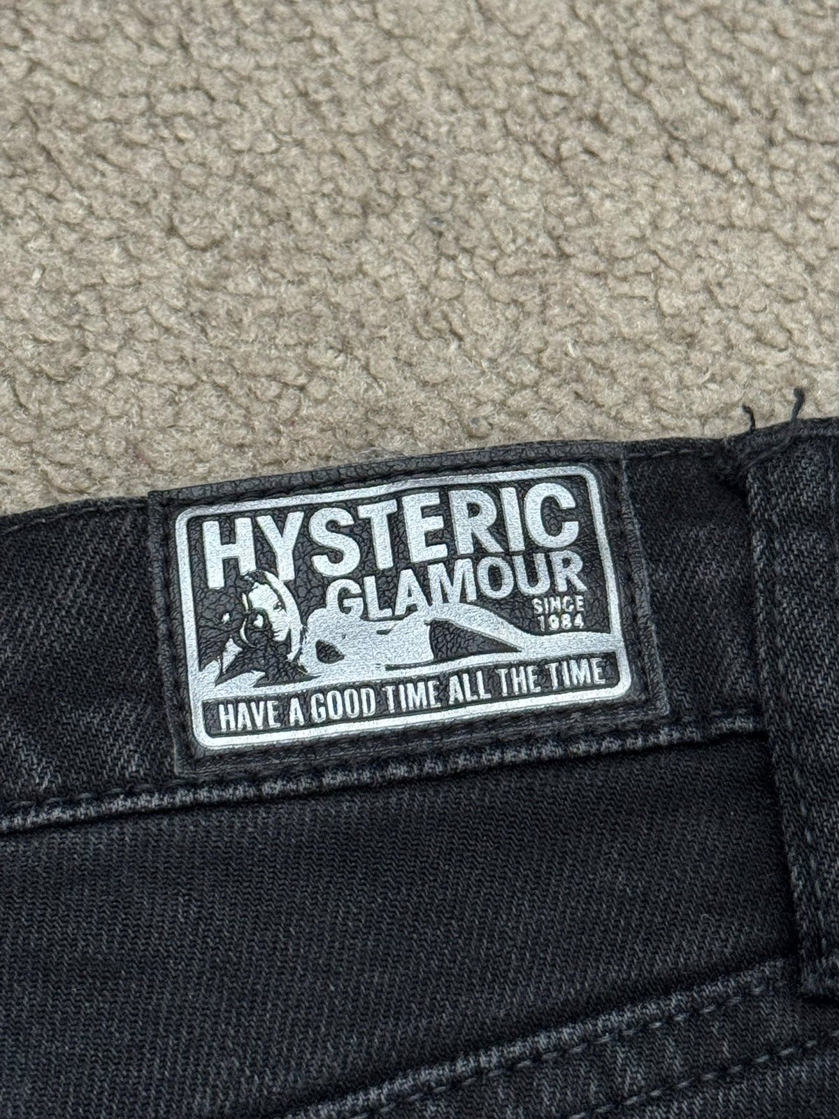 Hysteric Glamour Distressed Patch Studded Black Denim Jeans