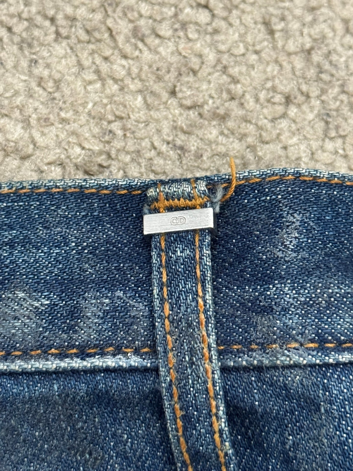AW07 Dior Homme by Hedi Slimane "Luster" Blue Waxed Clawmark Denim Jeans