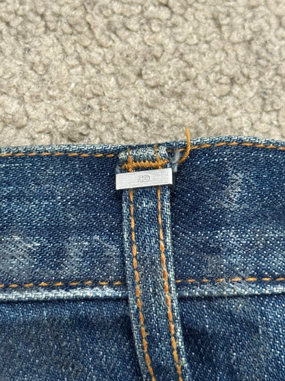 AW07 Dior Homme by Hedi Slimane "Luster" Blue Waxed Clawmark Denim Jeans