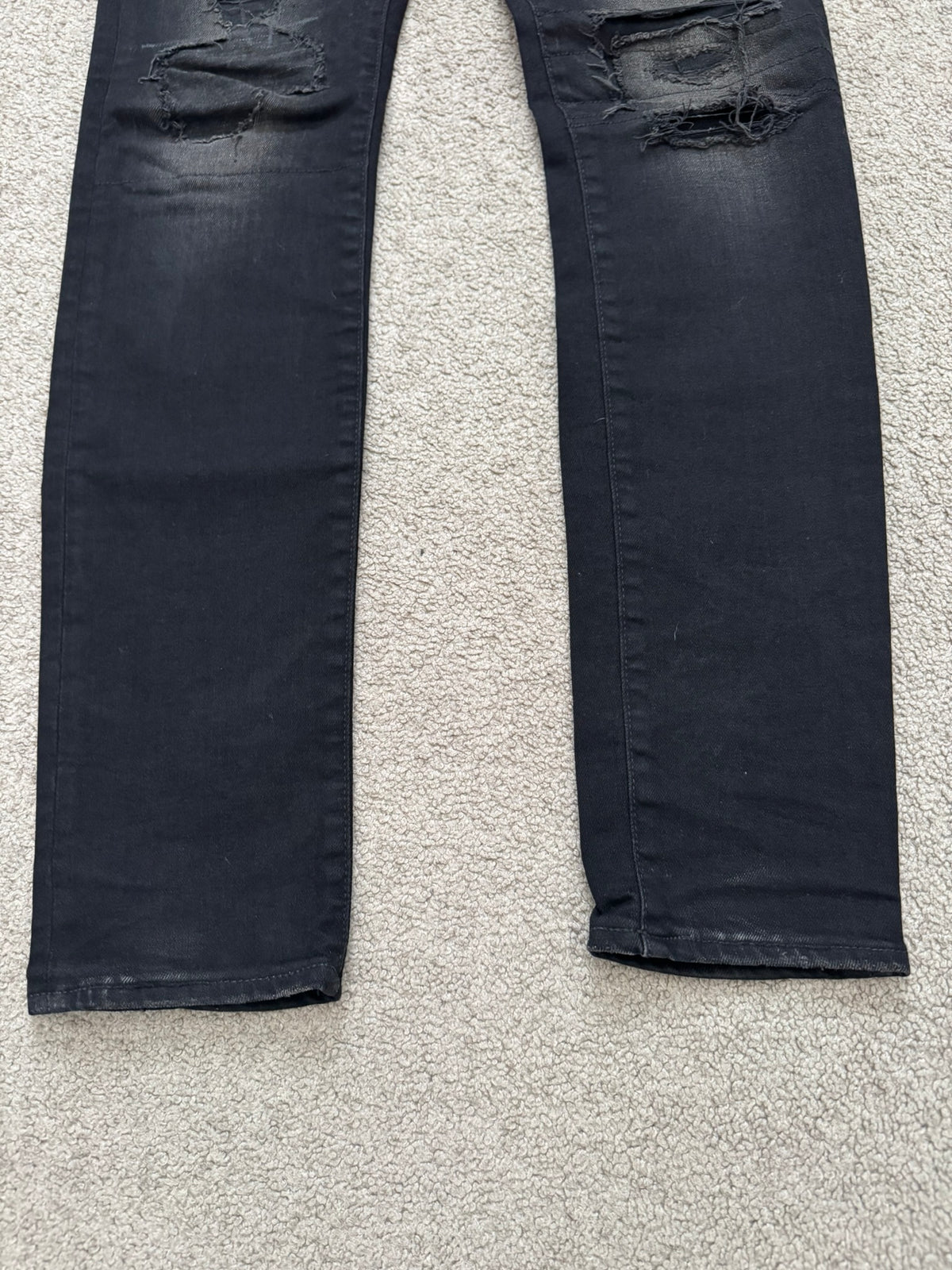 Hysteric Glamour Distressed Patch Studded Black Denim Jeans