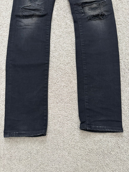 Hysteric Glamour Distressed Patch Studded Black Denim Jeans