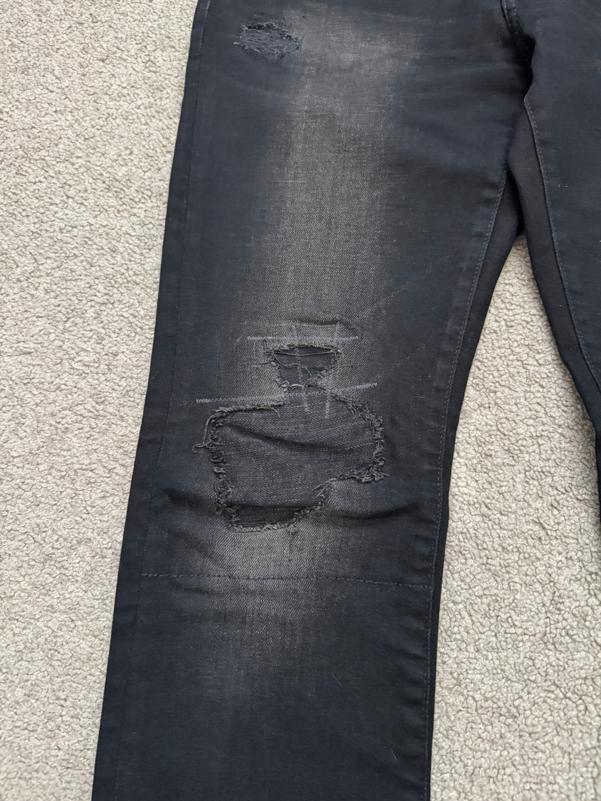 Hysteric Glamour Distressed Patch Studded Black Denim Jeans