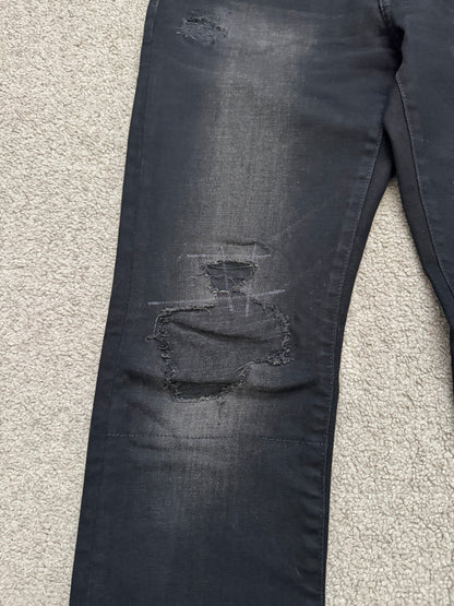 Hysteric Glamour Distressed Patch Studded Black Denim Jeans
