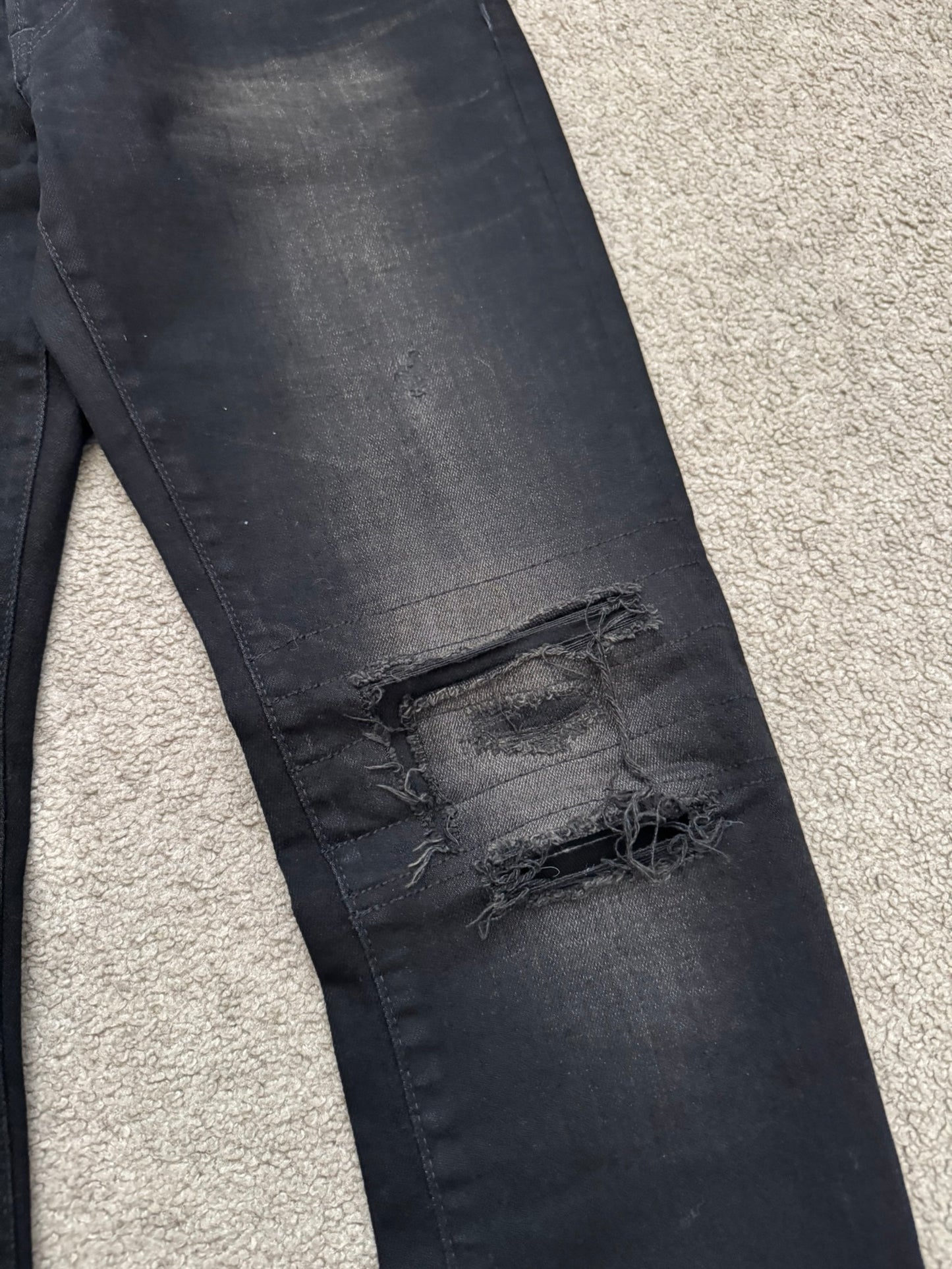 Hysteric Glamour Distressed Patch Studded Black Denim Jeans