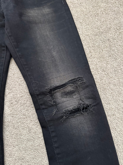 Hysteric Glamour Distressed Patch Studded Black Denim Jeans