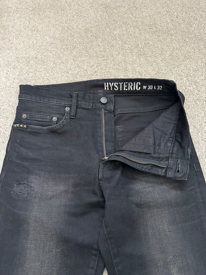 Hysteric Glamour Distressed Patch Studded Black Denim Jeans