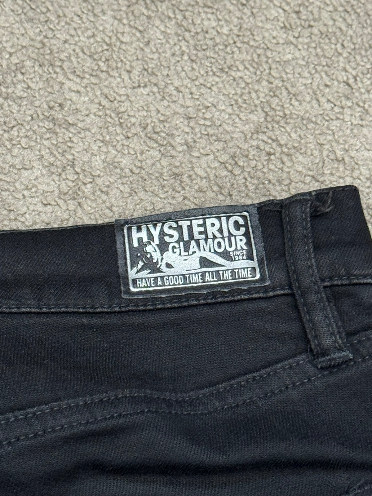 Hysteric Glamour Distressed Patch Studded Black Denim Jeans
