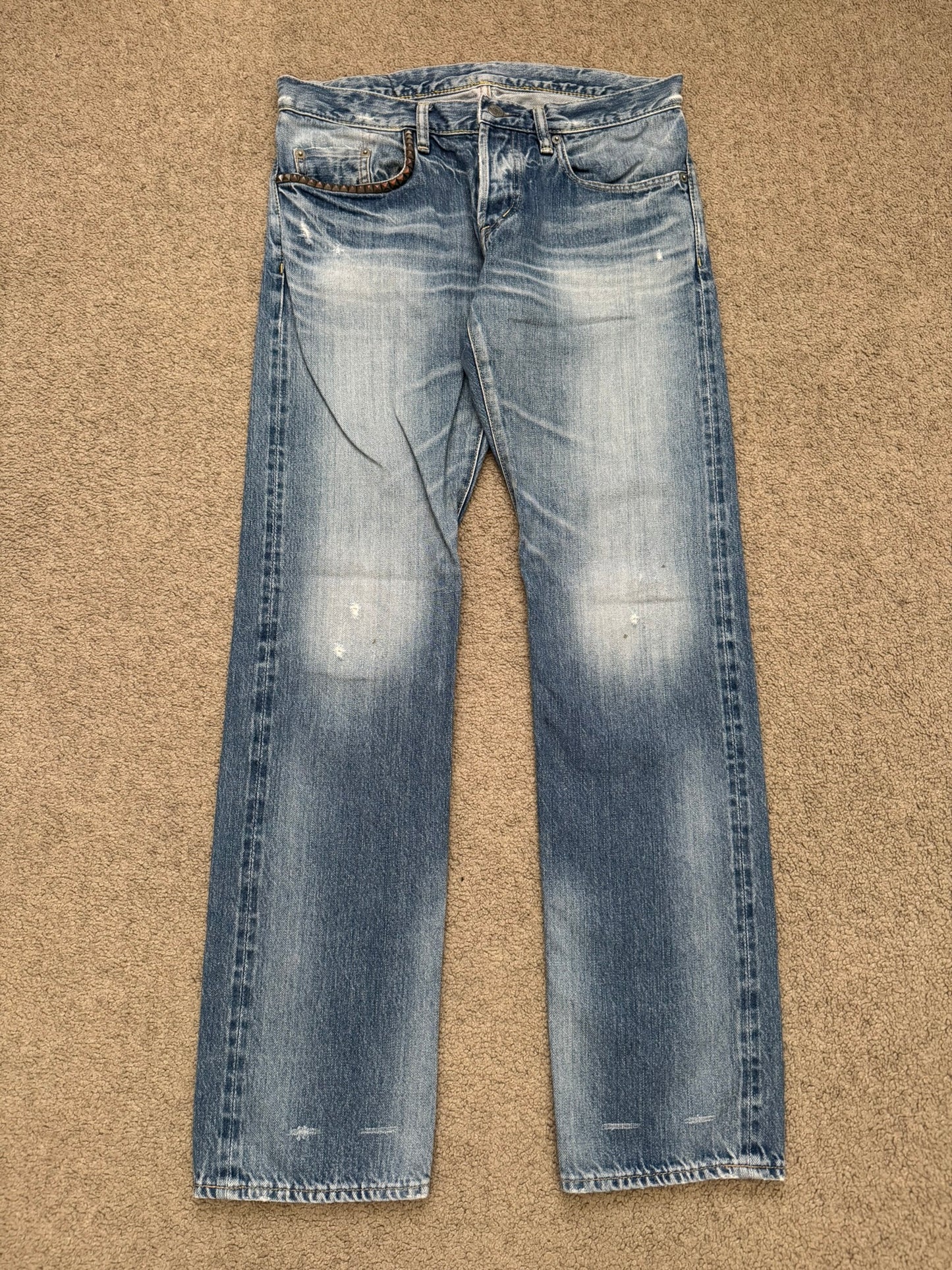 Hysteric Glamour Light Washed Distressed Studded Denim Jeans
