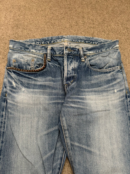 Hysteric Glamour Light Washed Distressed Studded Denim Jeans