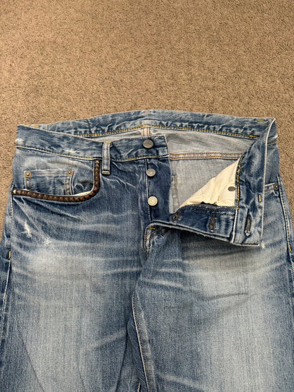 Hysteric Glamour Light Washed Distressed Studded Denim Jeans