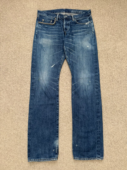 Hysteric Glamour Distressed Studded Selvedge Denim Jeans
