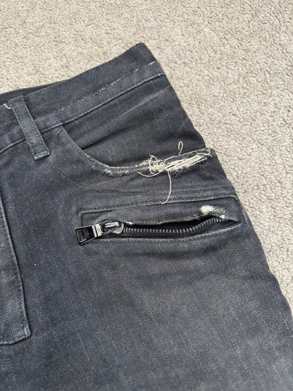 Balmain by Olivier Rousteing Distressed Zip Biker Denim Jeans