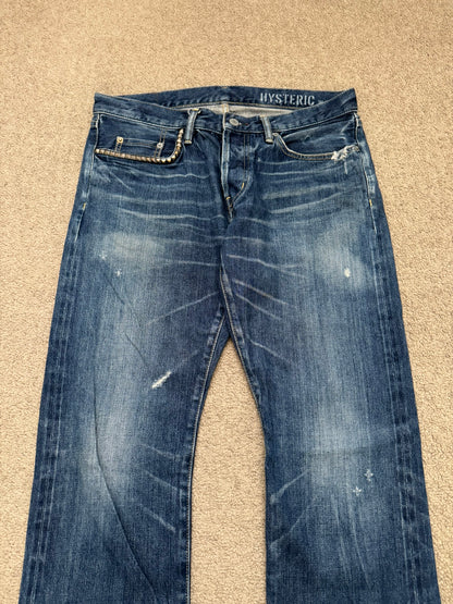 Hysteric Glamour Distressed Studded Selvedge Denim Jeans