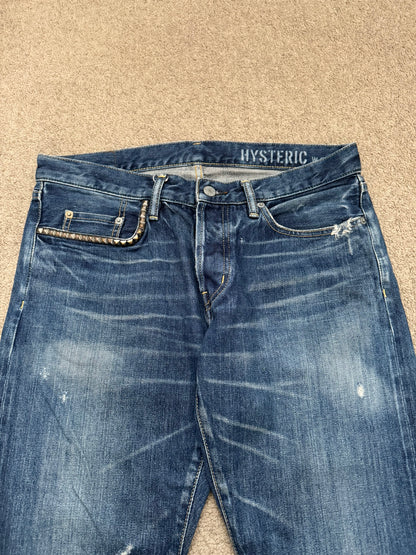 Hysteric Glamour Distressed Studded Selvedge Denim Jeans