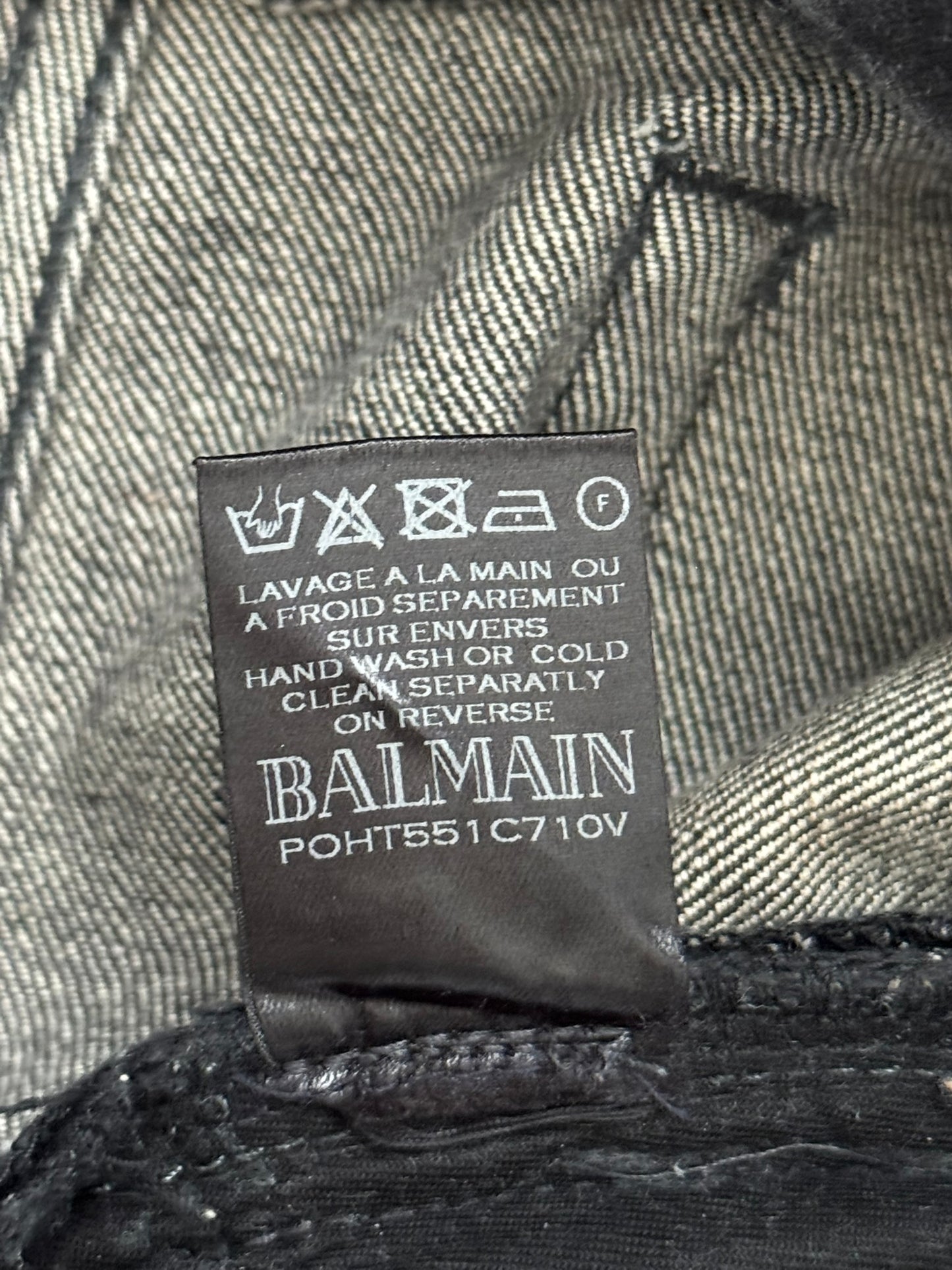Balmain by Olivier Rousteing Distressed Zip Biker Denim Jeans