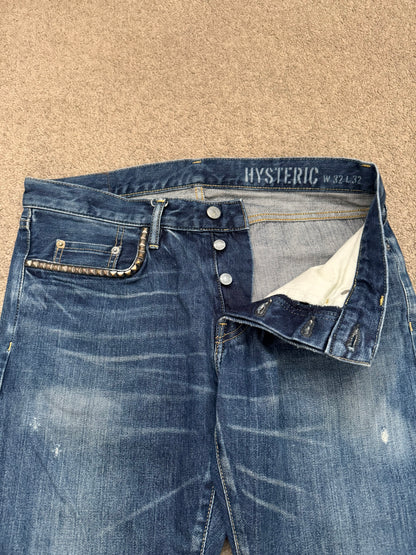 Hysteric Glamour Distressed Studded Selvedge Denim Jeans