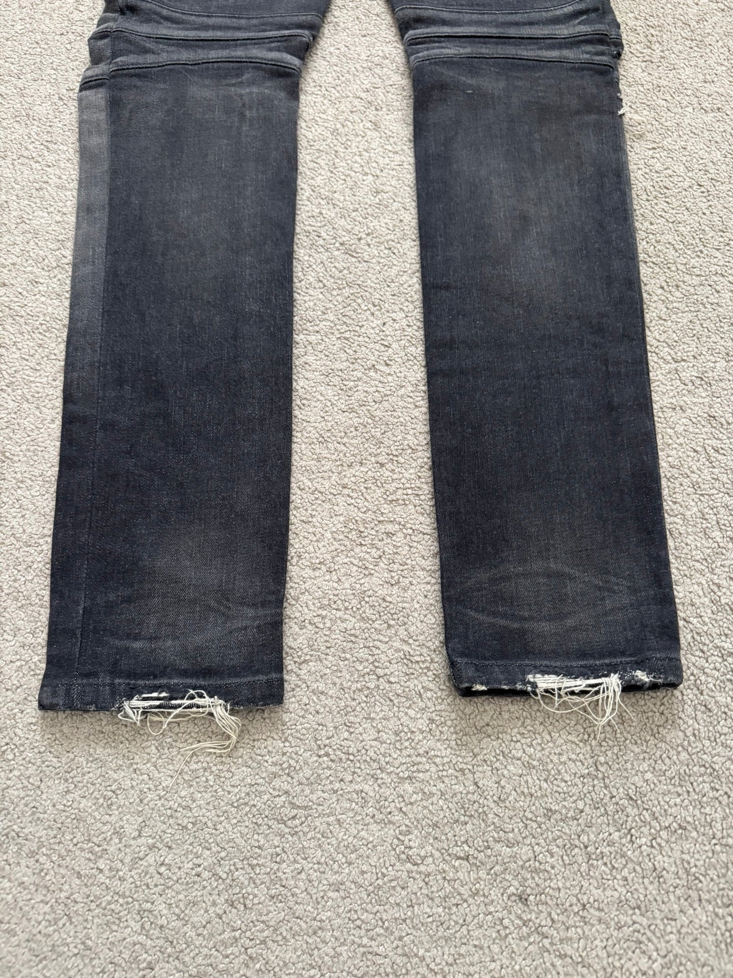 Balmain by Olivier Rousteing Distressed Zip Biker Denim Jeans
