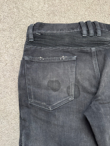 Balmain by Olivier Rousteing Distressed Zip Biker Denim Jeans