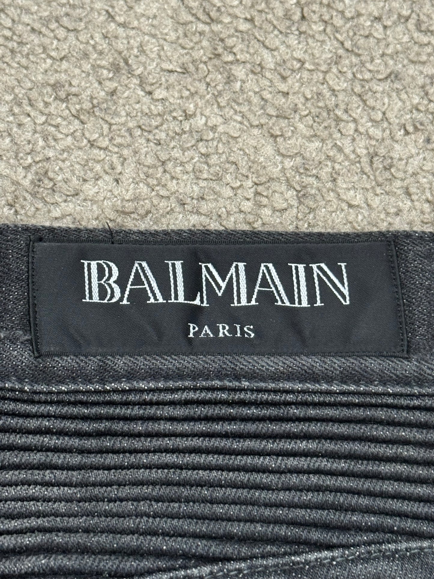 Balmain by Olivier Rousteing Distressed Zip Biker Denim Jeans