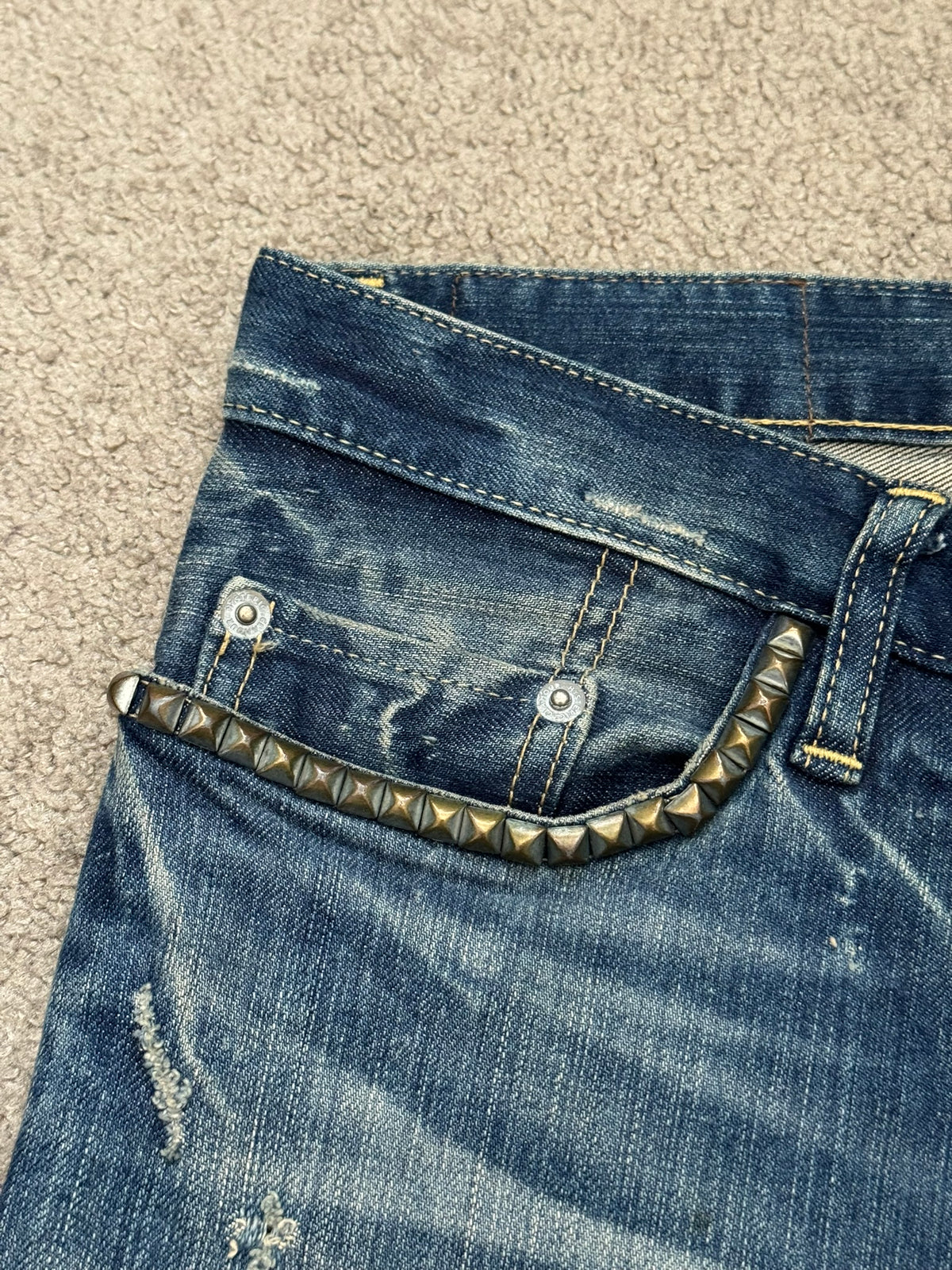 Hysteric Glamour Distressed Studded Denim Jeans