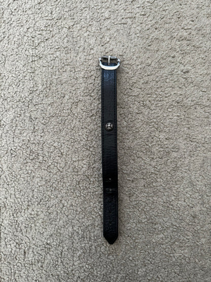 Chrome Hearts Gunslinger Silver Buckle Black Leather Bracelet