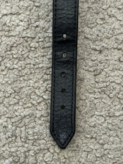 Chrome Hearts Gunslinger Silver Buckle Black Leather Bracelet