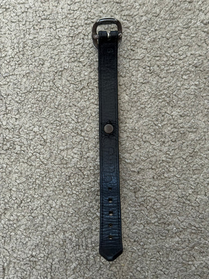 Chrome Hearts Gunslinger Silver Buckle Black Leather Bracelet