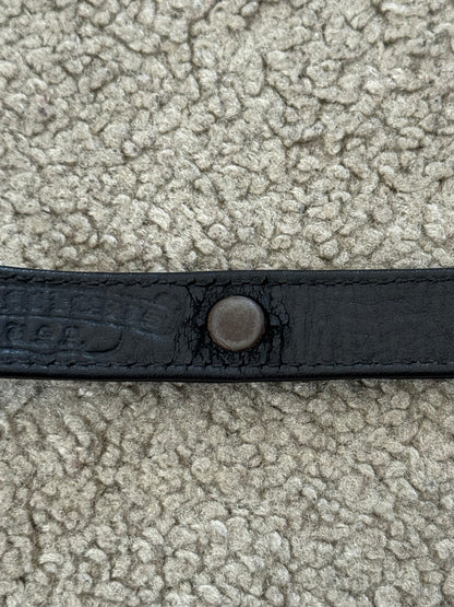 Chrome Hearts Gunslinger Silver Buckle Black Leather Bracelet