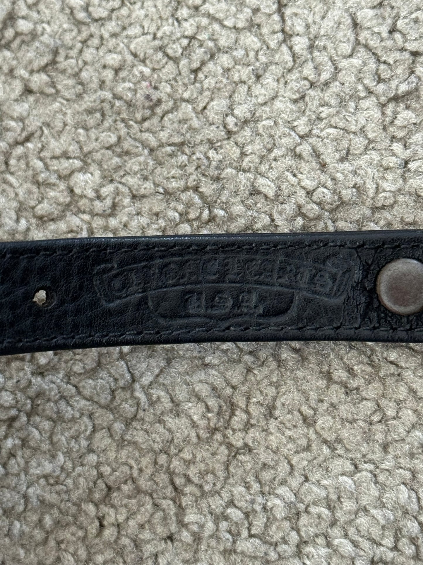 Chrome Hearts Gunslinger Silver Buckle Black Leather Bracelet