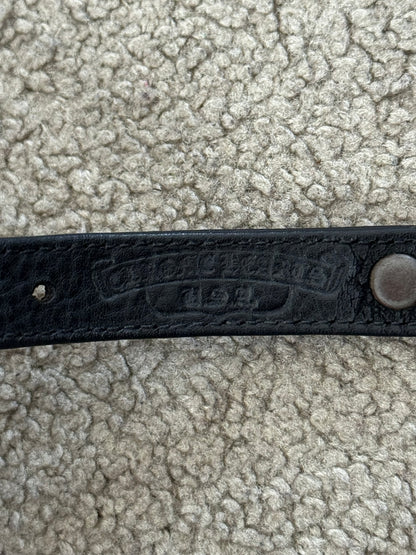 Chrome Hearts Gunslinger Silver Buckle Black Leather Bracelet