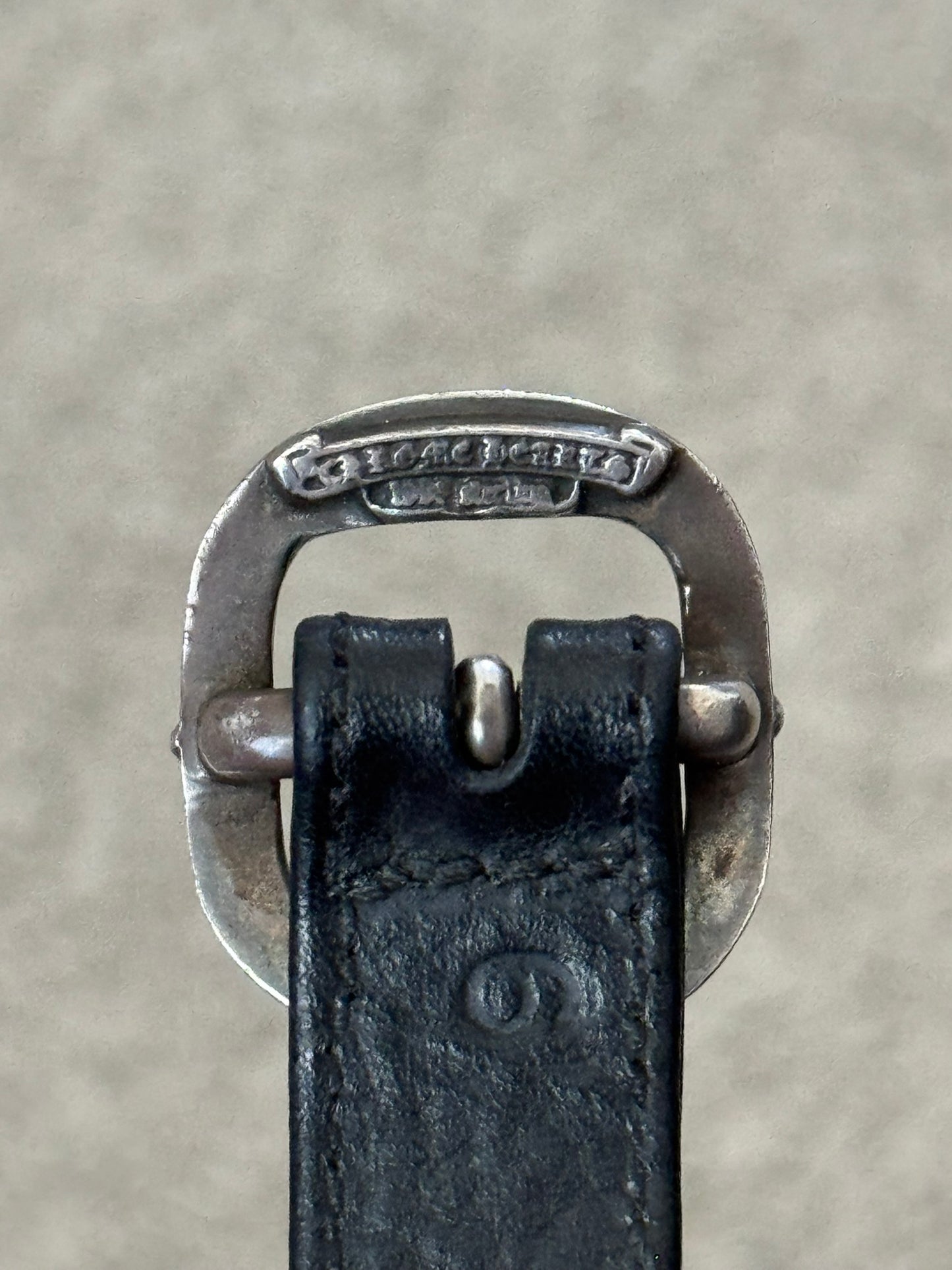 Chrome Hearts Gunslinger Silver Buckle Black Leather Bracelet