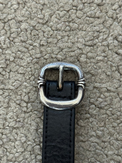 Chrome Hearts Gunslinger Silver Buckle Black Leather Bracelet